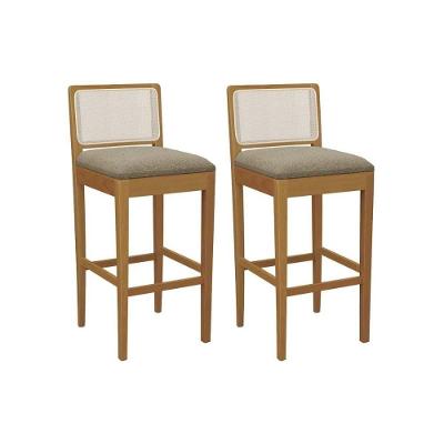 Kit 2 Banquetas Cozinha Sara Premium Madeira Maciça Bege