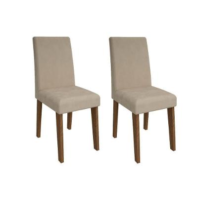 Kit 2 Cadeiras De Cozinha Milena 2 Un Savana-nature Suede Nude Bege Cimol