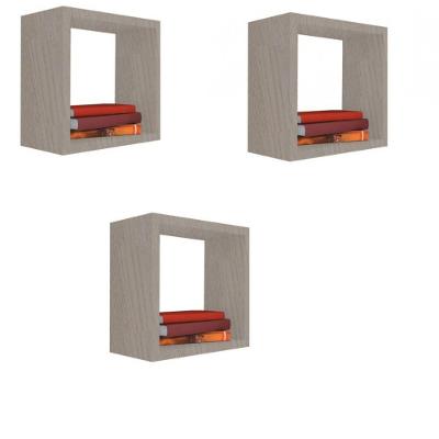 Kit Nicho Decorativo [F031] 40x40x20CM em MDF para Organização de Ambientes Amadeirado