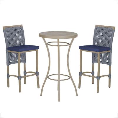 Mesa Bistrô E 2 Banquetas Roma Fendi Corda Estofado 10 Trama Prata