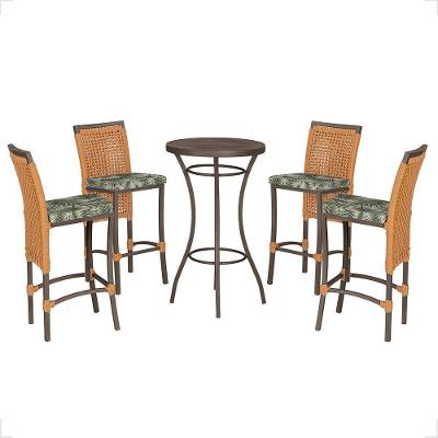Mesa Bistrô E 4 Banquetas Roma Marrom Corda Estofado 5 Trama Terra Cota