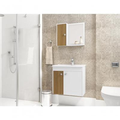 Conjunto Para Banheiro Munique Branco Ripado Móveis Bechara