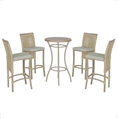 Mesa Bistrô Com 4 Banquetas Roma Fendi Corda Náutica 3 Trama Rami