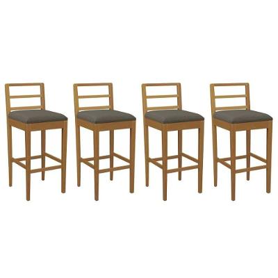 Kit 4 Banquetas Cozinha Sofia Madeira Maciça