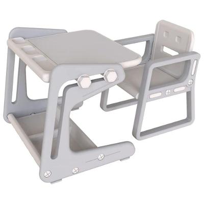 Conjunto Infantil Mesa e Cadeira C180GY para Estudos com Lousa Magnética Ajustável Cinza ELG