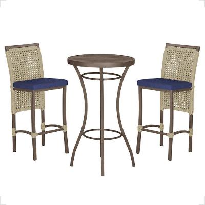 Mesa Bistrô 2 Banquetas Roma Marrom Corda Estofado 10 Trama Rami