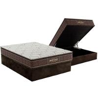 Cama Box Baú Casal: Colchão Ortopédico Probel Guarda Costas Extra Firme + Base CRC Suede Brown(138x188) - 1