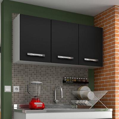 Armário Aéreo De Cozinha Honduras 03 Portas 120cm - Lumil - Branco/preto