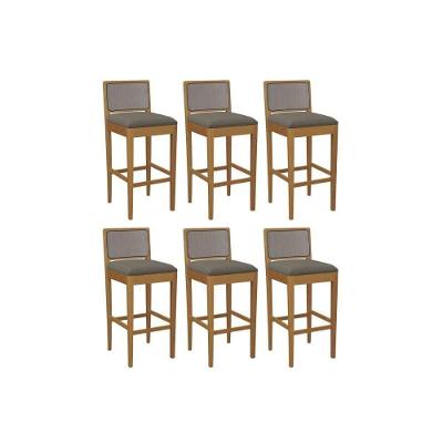 Kit 6 Banquetas Cozinha Sara Premium Madeira Maciça
