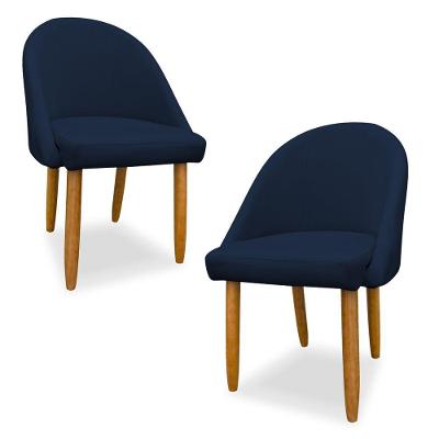 Kit 04 Cadeiras Decorativa Estofada Para Sala Recepção Cozinha Lua Star Veludo Azul Marinho Do Lar Móveis E Decoração