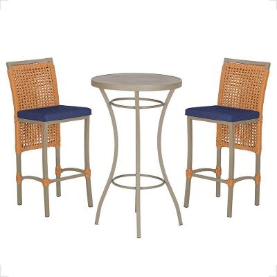 Mesa Bistrô E 2 Banquetas Roma Fendi Corda Estofado 10 Trama Terra Cota