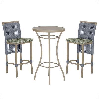 Mesa Bistrô 2 Banquetas Roma Corda Náutica Estofado 5 Trama Prata
