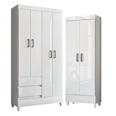 Guarda Roupa Solteiro 4 Portas E Armário Multiuso
