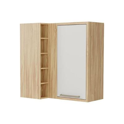 Armário Aéreo Cozinha Modulado Canto Syrah 1 Porta E 5 Nichos 88cm Amendoa/off White - Ronipa