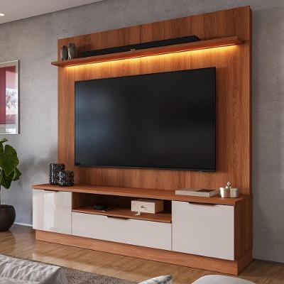 Estante Home Noble 1.8 Para Tv Até 75” Com Luz De Led Para Sala Jequitiba/off White Jequitiba/off White