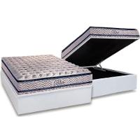 Cama Box Baú Casal: Colchão Molas MasterPocket Ensacadas Paropas   Blue + Base CRC Courano White(138x188) - 1