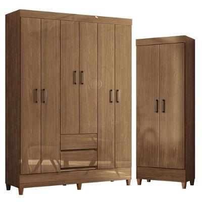 Guarda Roupa Casal 6 Portas C/Pés E Armário Multiuso