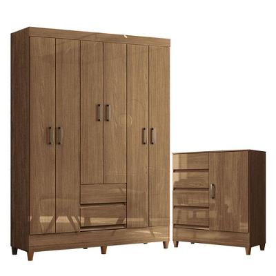Guarda Roupa Casal 6 Portas E Cômoda 1 Porta 4 Gavetas