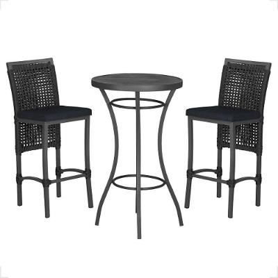 Mesa Bistro E 2 Banquetas Roma Preta Corda Náutica 12 Preta