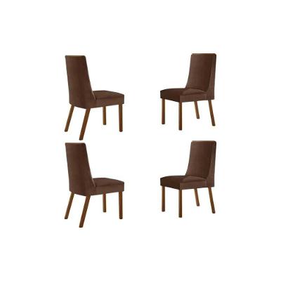 Cadeira De Cozinha Dakota Kit 4 Un Naturalle/suede Marrom