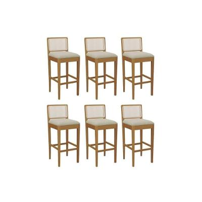 Kit 6 Banquetas Cozinha Sara Premium Madeira Maciça