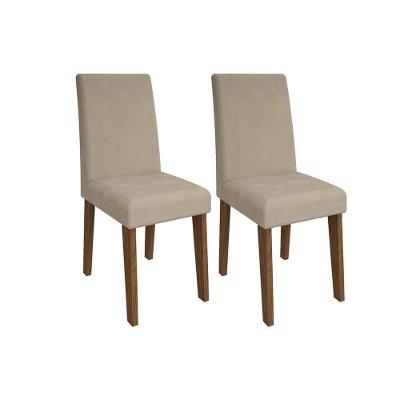 Kit 2 Cadeiras Sala Jantar Milena 2 Un Savana Nature Suede Nude Bege Cimol