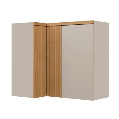 Armário Canto 3 Portas Allure Linea Brasil Mdf Jequitiba/gris Fosco