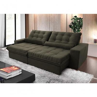 Sofá Retrátil Reclinável Zurique 2,50m Suede Velut Marrom Claro Molas No Assento - King House