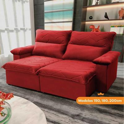 Sofá Retrátil Reclinável Paris 2,00m Suede Velut Vermelho Molas No Assento - King House
