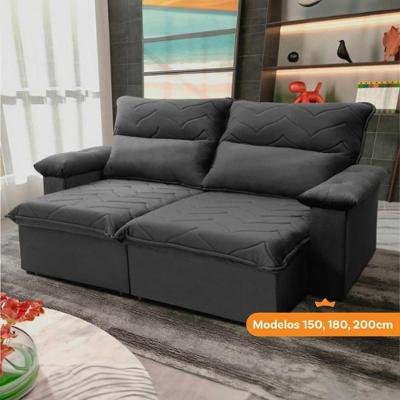 Sofá Retrátil Reclinável Paris 1,80m Suede Velut Cinza Molas No Assento - King House