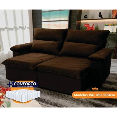 Sofá Retrátil Reclinável Paris 1,50m Suede Velut Marrom Molas Ensacadas - King House