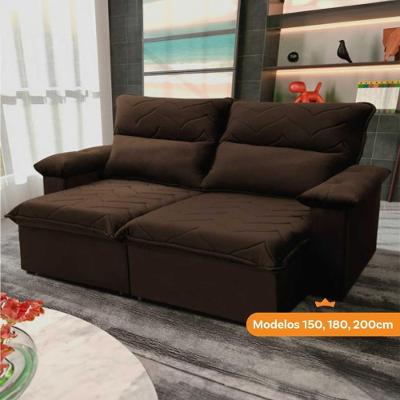Sofá Retrátil Reclinável Paris 1,80m Suede Velut Marrom Molas No Assento - King House