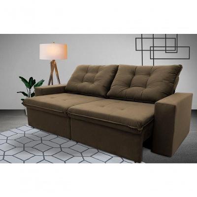 Sofá Retrátil Reclinável Malta 2,00m Suede Velut Bege Molas No Assento - King House