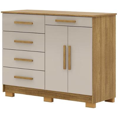 Cômoda Sapateira Para Quarto 2 Portas 5 Gavetas Biana V01 Nature Fendi - Lyam Decor