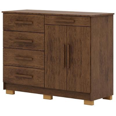 Cômoda Sapateira Para Quarto 2 Portas 5 Gavetas Biana V01 Imbuia - Lyam Decor