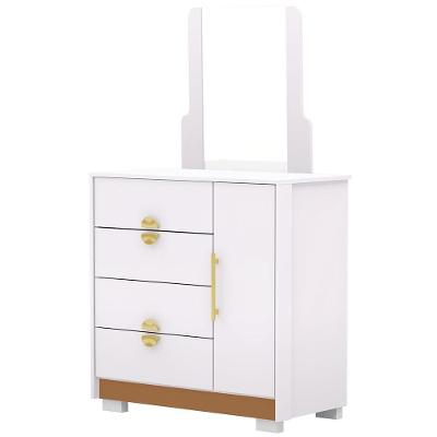 Cômoda Sapateira Com Espelho Para Quarto 1 Porta 4 Gavetas Paraty V01 Branco Camarim Flex - Lyam Decor