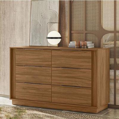 Cômoda Giardino 6 Gavetas em MDF com Puxador Plástico Marrom Nogueira Touch