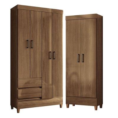 Guarda Roupa Solteiro 4 Portas E Armário Multiuso Fit