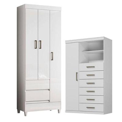 Guarda Roupa 3 Portas E Cômoda 1 Porta 6 Gavetas