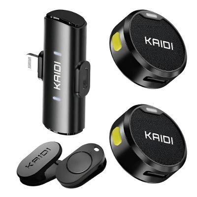 Microfone de Lapela sem Fio Kaidi KMF4-A com Ímã e Conector Lightning para Iphone 8 ao 14 Preto