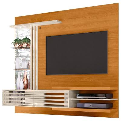 Painel Para Tv 55 Pol Com Bancada Suspensa E Espelho éden M07 Cinamomo Off White - Lyam Decor