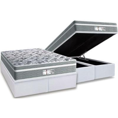 Cama Box Baú Queen: Colchão Molas Ensacadas Probel Masterpocket Evolution + Base White(158X198)