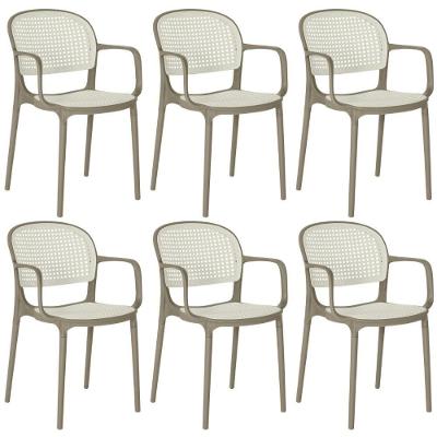 Kit 6 Cadeiras De Jantar Roma Prática Com Braços Para Sala