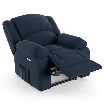 Poltrona Do Papai Reclinável Pietra Elétrica Led Fh9 Veludo Azul - Mpozenato