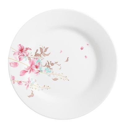 Prato De Sobremesa De Vidro Branco Flowers Bord Em Casa Tem 20cm