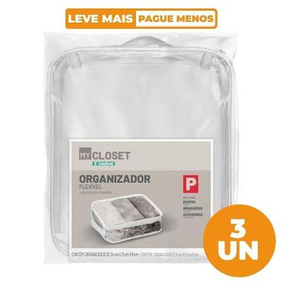 Kit 3 Organizadores Flexíveis My Closet em PVC com Alça Tamanho P Ordene
