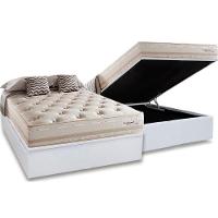 Cama Box Baú Casal: Colchão Molas Herval Maxspring Scotland + Base CRC Courano White(138x188) - 1