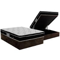 Cama Box Baú Casal: Colchão Molas Ortobom Nanolastic Physical + Base CRC Suede Brown(138x188) - 1