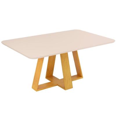 Mesa Sala De Jantar 1,60m Tampo Em Vidro Maria Cedro-off White