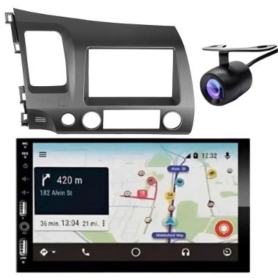 Central Multimídia Automotiva 2 DIN Carplay Android New Civic 7 Touch Screen Bluetooth USB Cinza